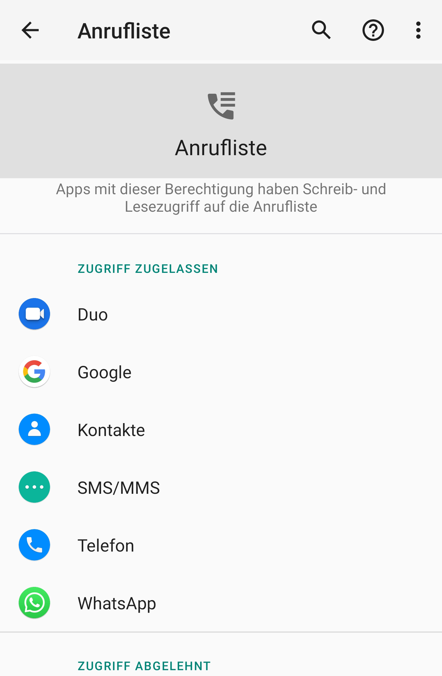 Android Berechtigung Anrufliste