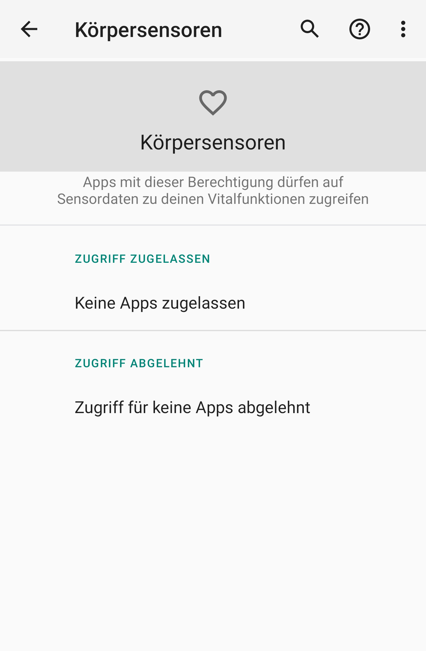 Android Berechtigung Körpersensoren