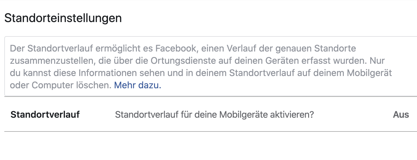 Facebook Einstellung Standort