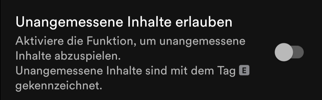 Einstellungen zu unangemessenen Inhalten in Spotify